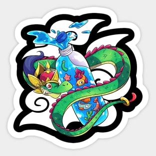 the dragon and a bottle of fish Sticker